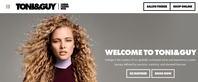 Toni & Guy website preview